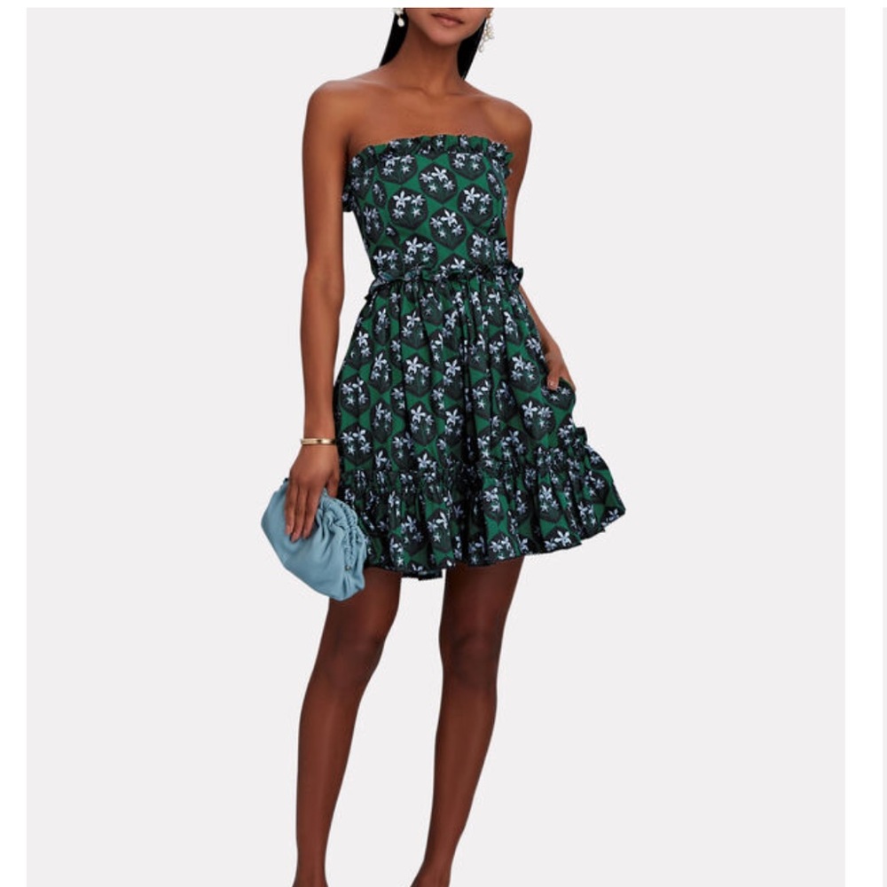AGUA BY AGUA BENDITA Rosa Strapless Ruffled Floral-Print Mini Dress